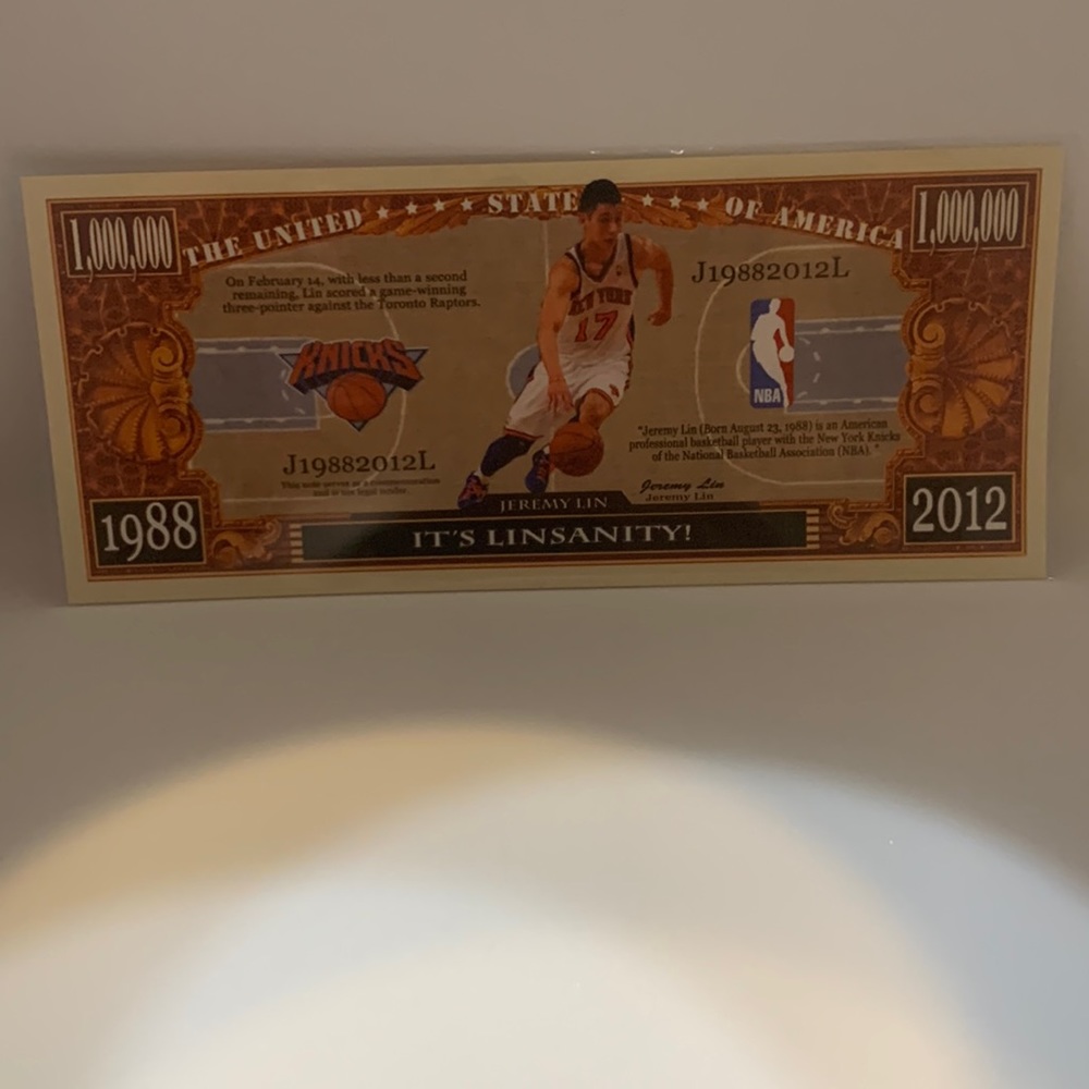 Jeremy Lin Knicks Custom Made Million Dollar Bill (MISC3)